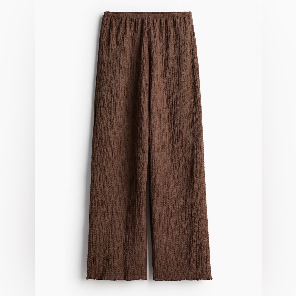 H&M Wide Crinkled Pants in Brown, Size M